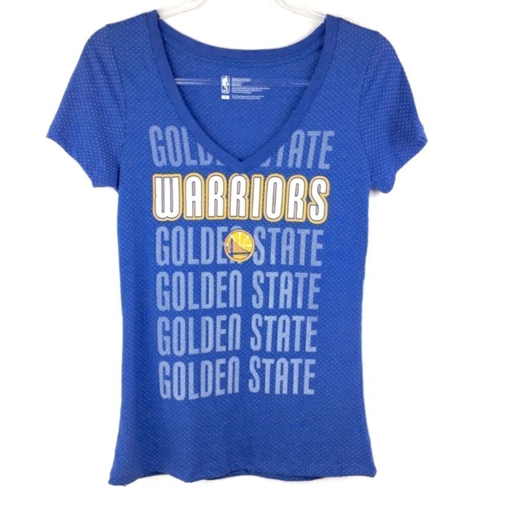 NBA Golden State Warriors Blue Dotted Logo T-Shirt Small NWOT